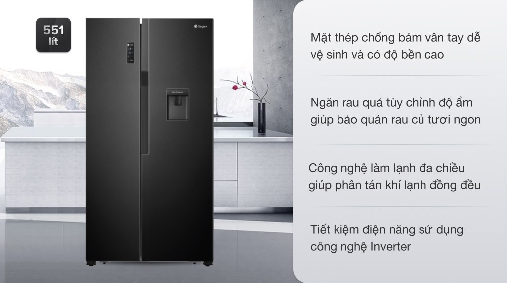 Tủ lạnh Casper Inverter 551 lít RS 575VBW