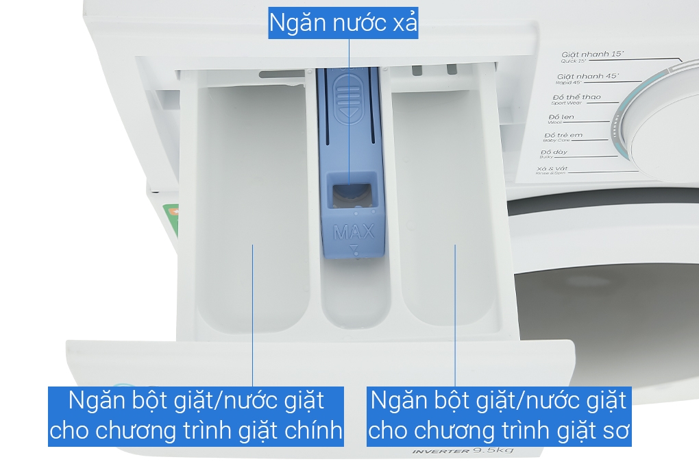 Máy giặt Casper Inverter 9.5 KG WF-95I140BWC