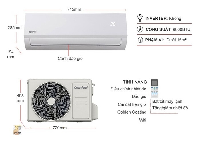 Điều hòa Comfee 1 chiều 9000BTU CFS-10FWFF-V