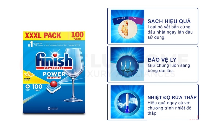 Viên rửa bát FINISH ESSENTIAL 100 viên - Hương chanh