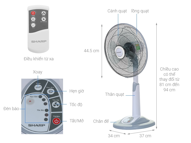 Quạt lửng Sharp PJ-L40RV-LG