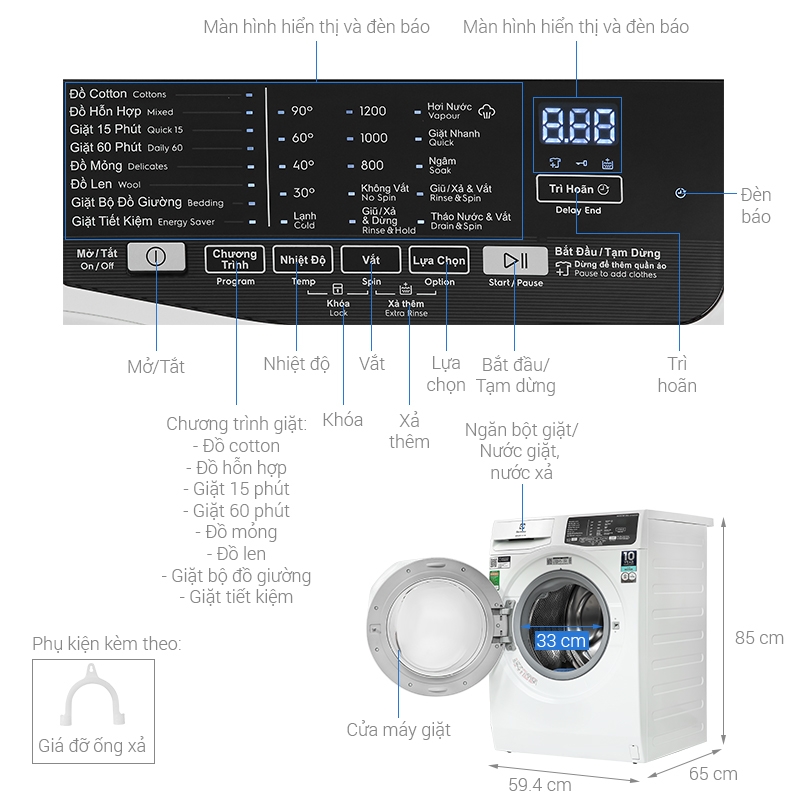 Máy giặt Electrolux UltimateCare 100 Inverter 9 kg EWF9025DQWB