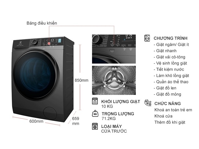 Máy giặt Electrolux Inverter 10 kg EWF1042R7SB