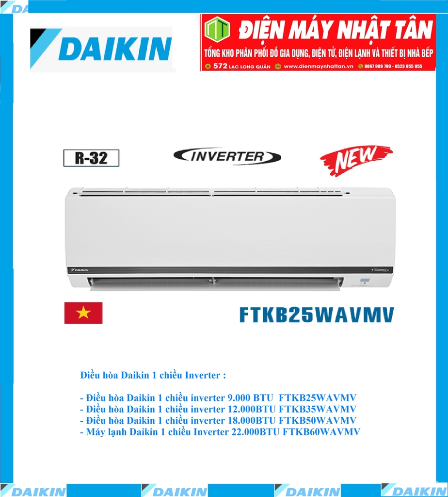 Điều Hòa Daikin 9.000 BTU 1 Chiều Inverter FTKB25WAVMV  [2022]