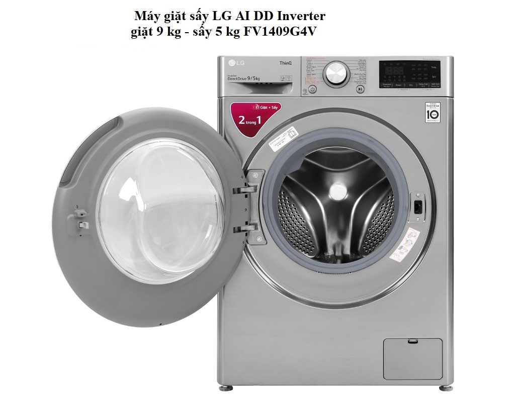 Máy giặt sấy thông minh LG AI DD 9kg+ sấy 5kg FV1409G4V