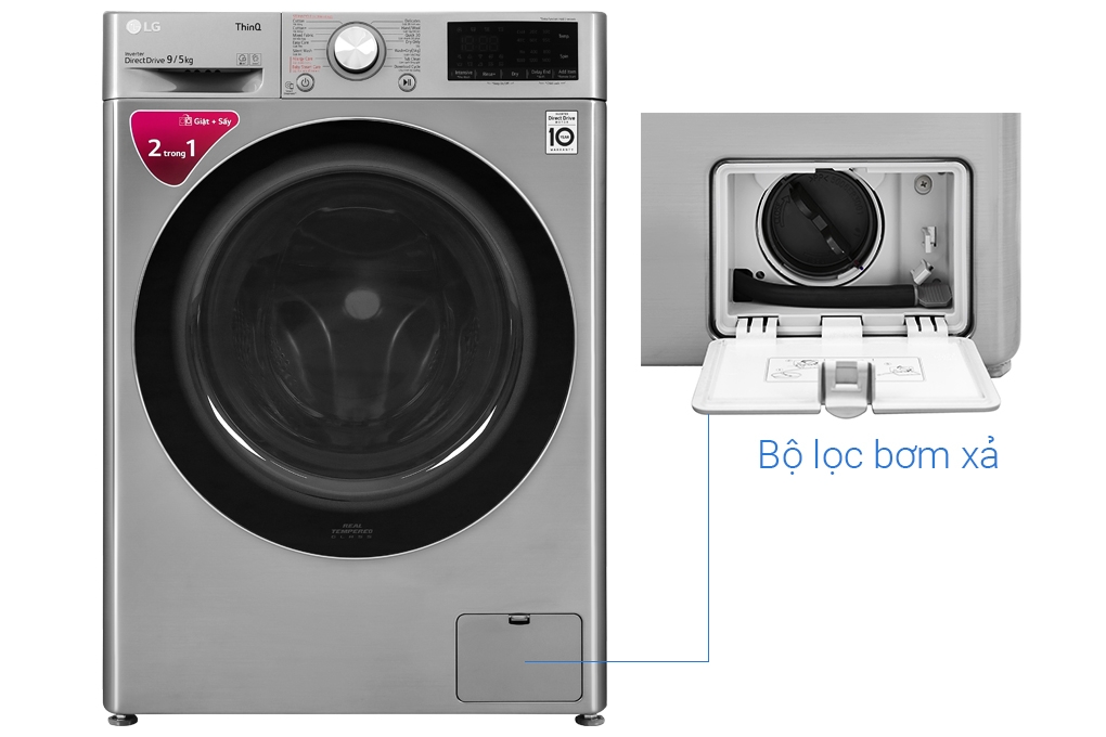 Máy giặt sấy thông minh LG AI DD 9kg+ sấy 5kg FV1409G4V