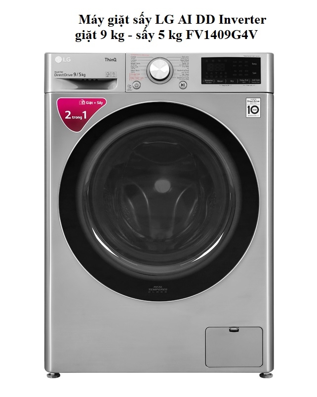 Máy giặt sấy thông minh LG AI DD 9kg+ sấy 5kg FV1409G4V