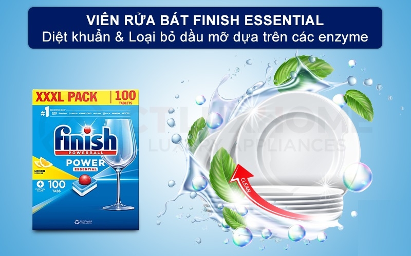 Viên rửa bát FINISH ESSENTIAL 100 viên - Hương chanh