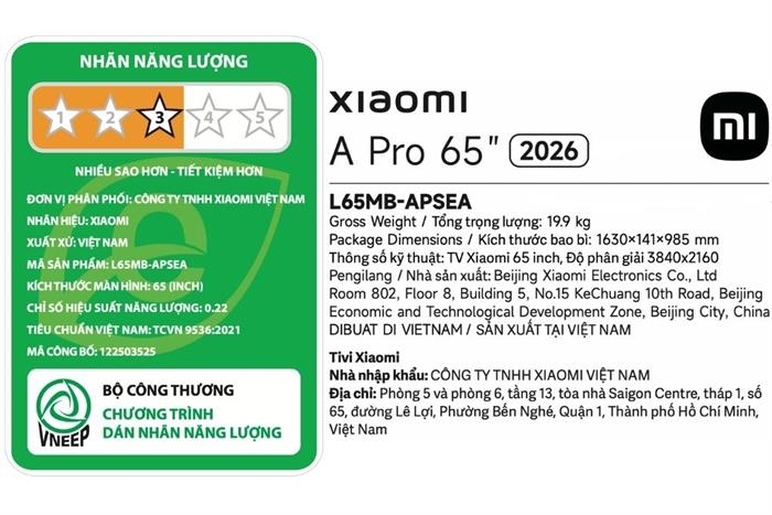 Google Tivi QLED Xiaomi A Pro 4K 65 inch L65MB-ASEA 2026