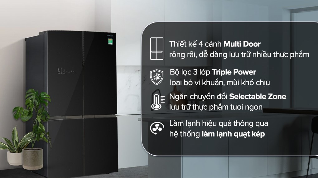 Tủ lạnh Hitachi Inverter 569 Lít 4 cửa WB640VGV0(GBK)