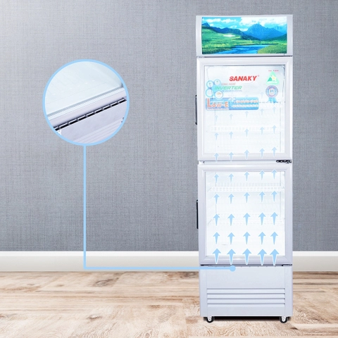 Tủ mát sanaky VH 385W3L 290 Lít, 2 cánh trên dưới