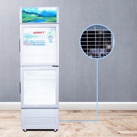 Tủ mát sanaky VH 385W3L 290 Lít, 2 cánh trên dưới