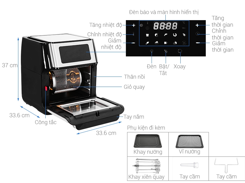 Nồi chiên không dầu Kalite Q10 - 10 lít