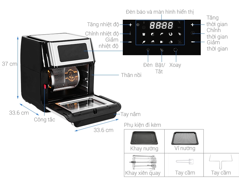 Nồi chiên không dầu Kalite Q10 - 10 lít