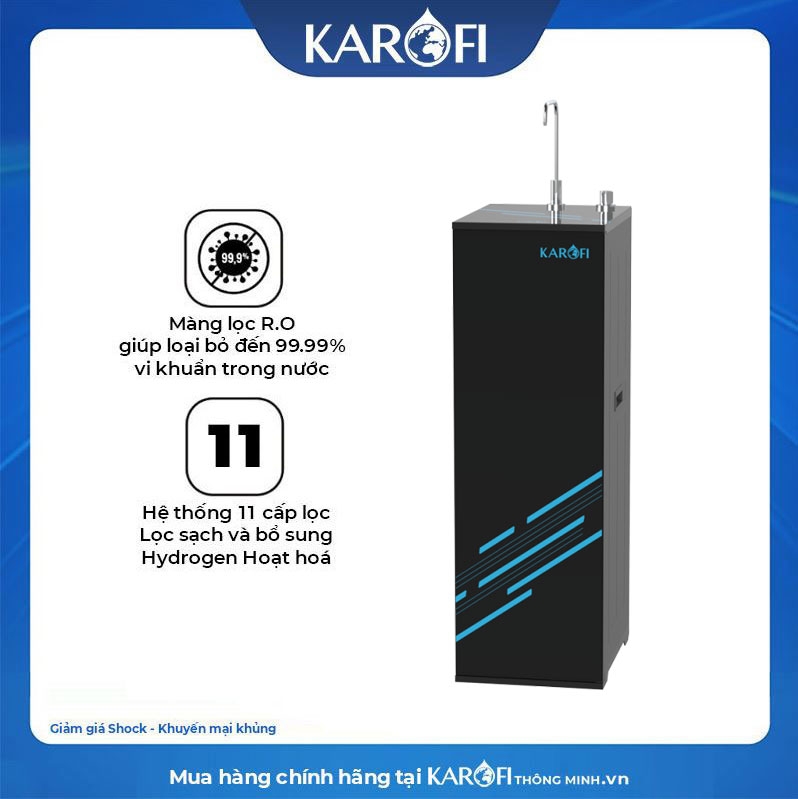 Máy lọc nước RO Karofi KAQ-D20 – 11 lõi – Mẫu mới 2024