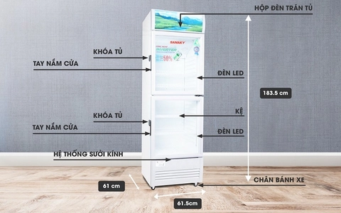 Tủ mát sanaky VH 385W3L 290 Lít, 2 cánh trên dưới
