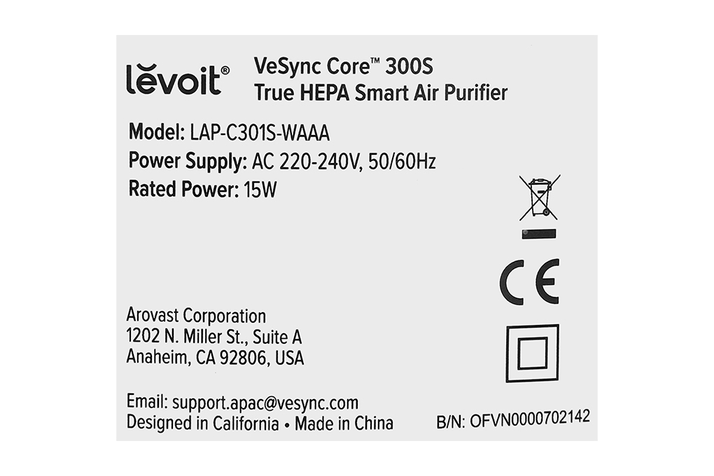 Máy lọc không khí Levoit Core 300s 15W