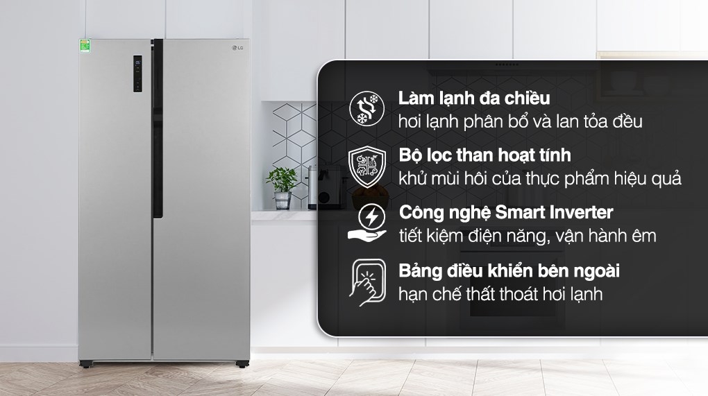 Tủ lạnh LG Inverter 519 lít Side By Side GR-B256JDS