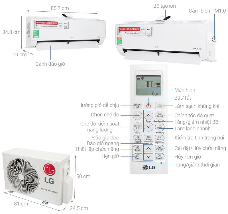 Điều hòa LG 12.000BTU 1 chiều inverter V13APFP