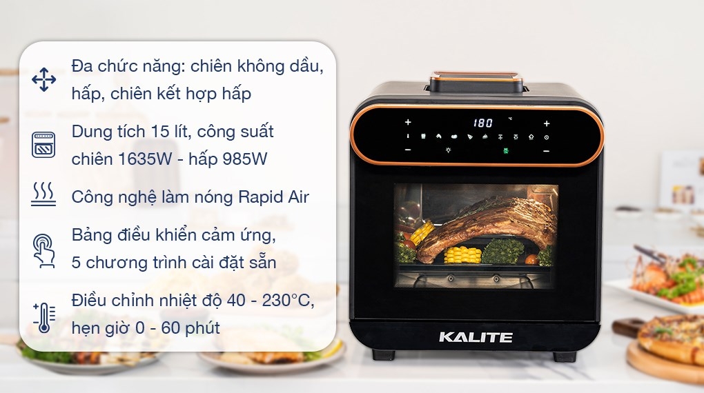 Nồi chiên không dầu hơi nước Kalite 15 lít STEAM PRO