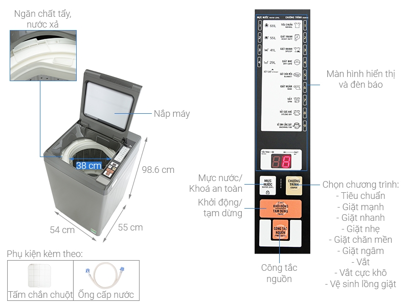 Máy giặt Aqua 9 kg AQW-S90CT