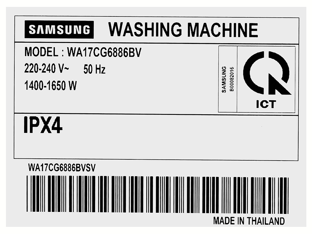 Máy giặt Samsung Inverter 17 kg WA17CG6886BVSV