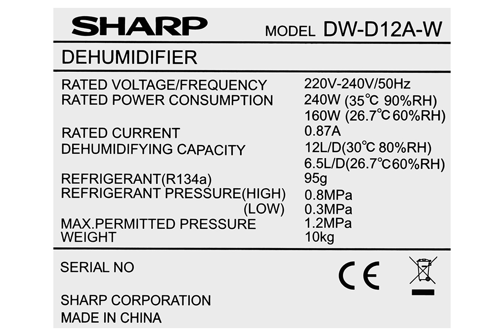 Máy hút ẩm Sharp DW-D12A-W