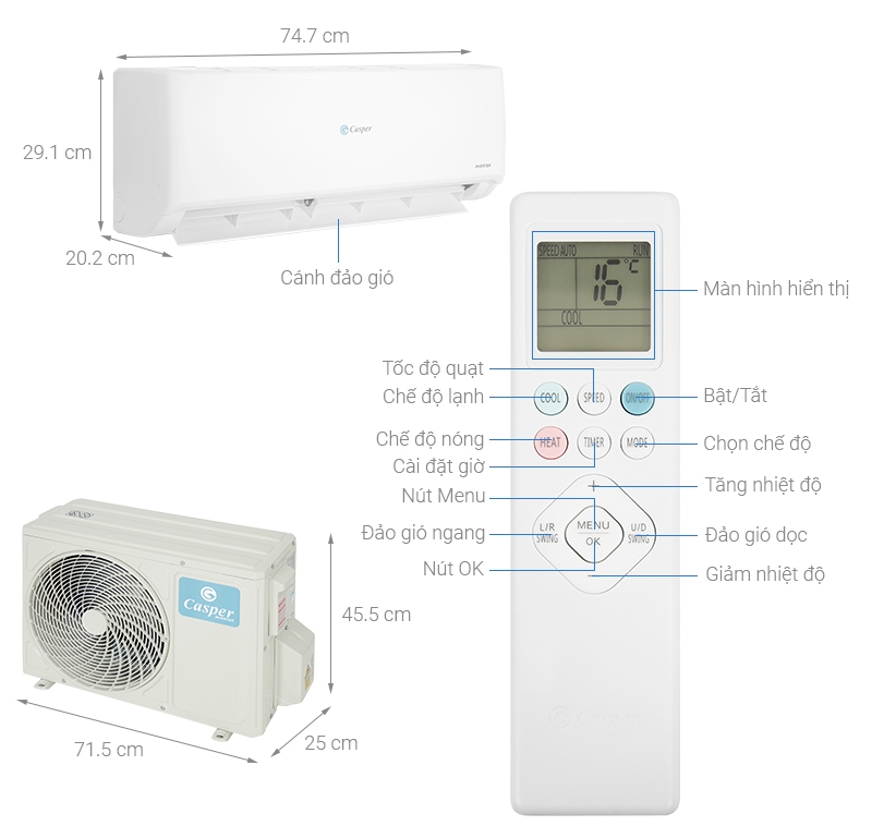 Máy lạnh Casper Inverter 9000BTU 1 HP GC-09IS35