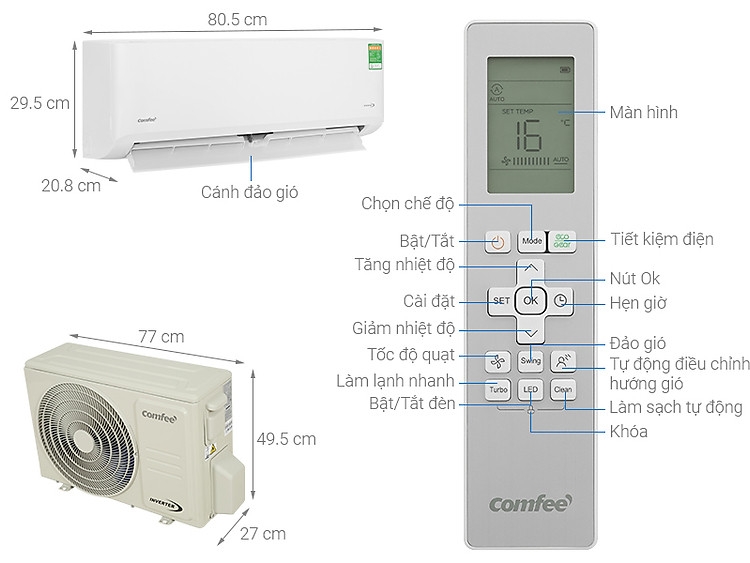 Điều hòa Comfee 1 chiều 12000BTU CFS-13FWFF-V