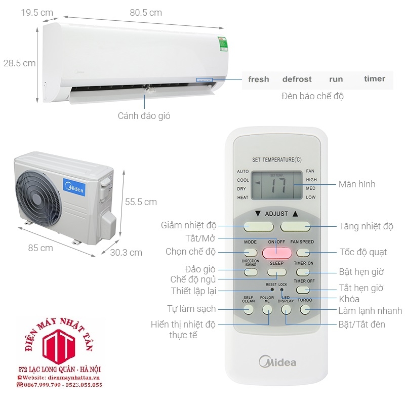 Điều hòa Midea 12000BTU 1 chiều MSAFG-13CRN8