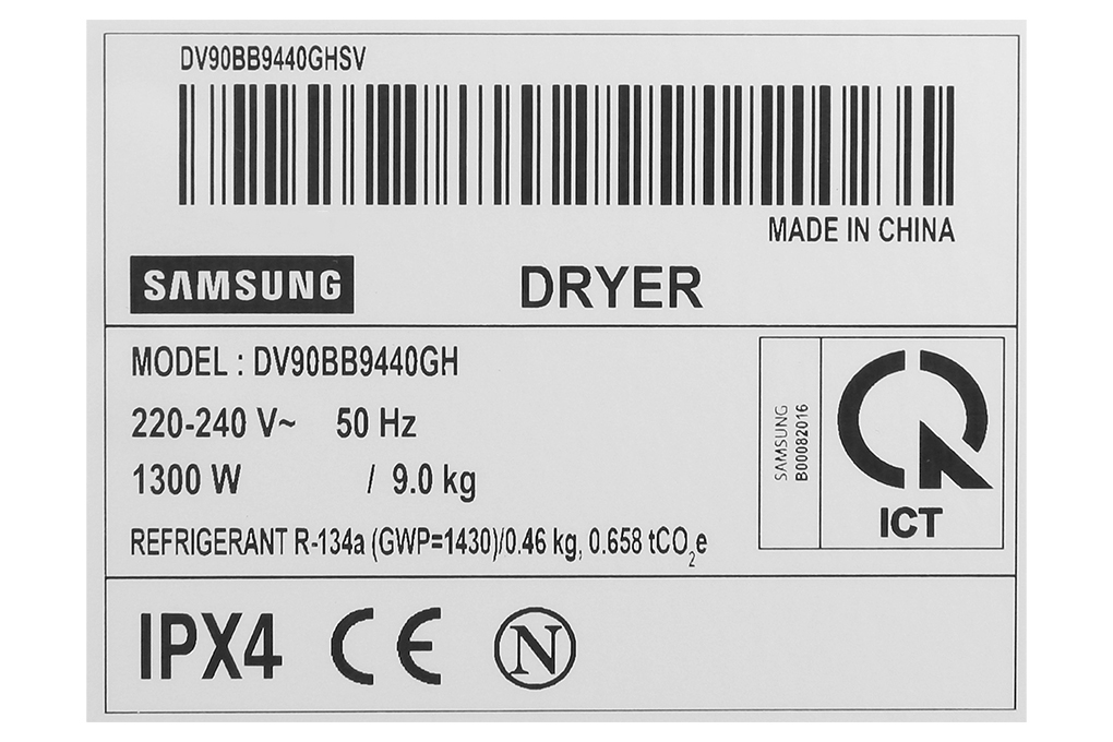 Máy sấy bơm nhiệt Samsung Bespoke AI 9 kg DV90BB9440GH/SV