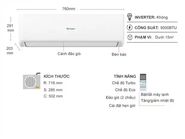 Điều hòa Casper 1 chiều 9.000BTU SC-09FS33