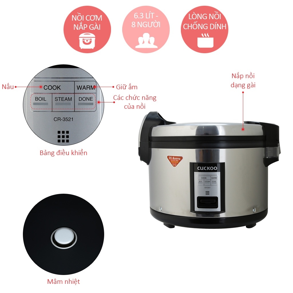 Nồi cơm điện Cuckoo 3521S Inox