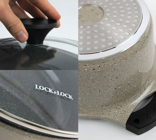 Nồi đá 5 lớp Stone phi 24cm thành thấp Lock&Lock LCA6242D
