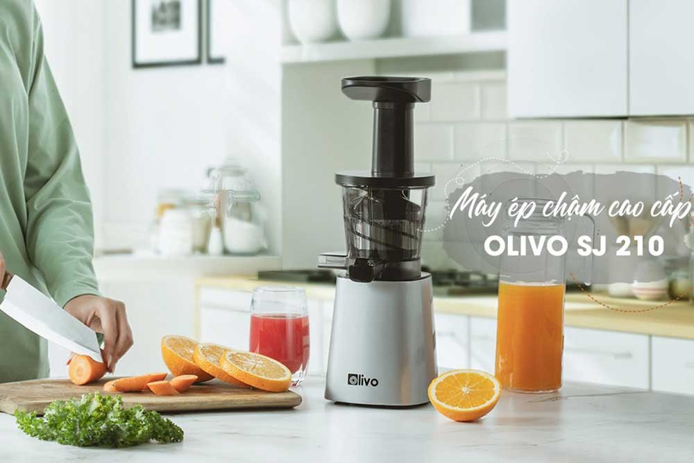 Máy Ép Chậm OLIVO SJ210- Ép Kiệt Bã 97% - Tặng kèm 3 bình nước cao cấp