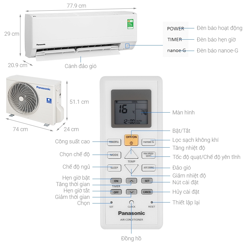 Điều hòa Panasonic 1 chiều 9000BTU N9WKH-8