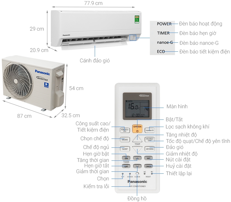 Điều hòa Panasonic XPU12WKH 1 chiều Inverter 12000BTU