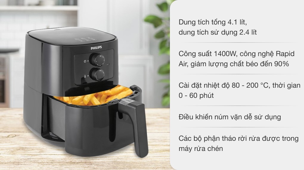Nồi chiên không dầu Philips HD9200/90 4.1 lít