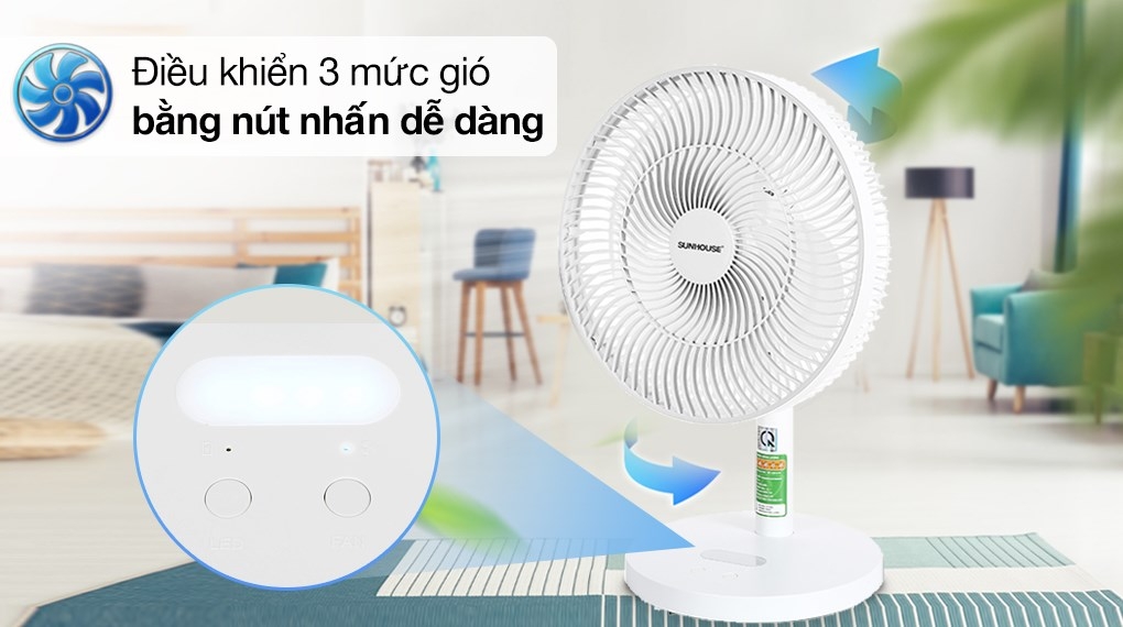 Quạt sạc điện Sunhouse SHD7115