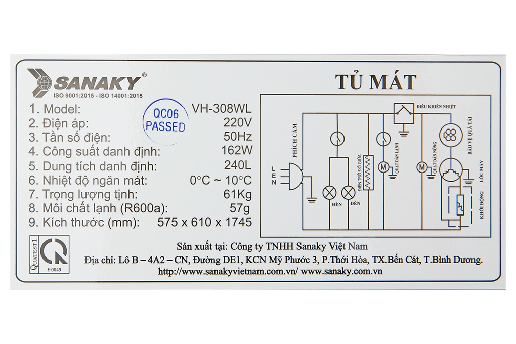 Tủ mát Sanaky 240 lít TM.VH308KL