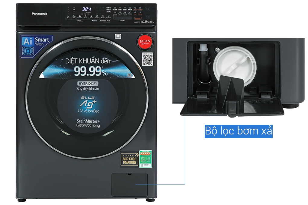 Máy giặt sấy Panasonic Inverter giặt 10.5 kg - sấy 6 kg NA-S056FR1BV