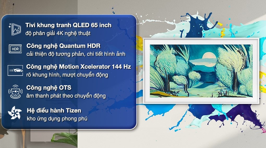 Smart Tivi Khung Tranh The Frame QLED Samsung AI 4K 65 inch QA65LS03F