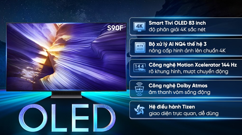 Smart Tivi OLED Samsung AI 4K 83 inch QA83S90F (New 2025)