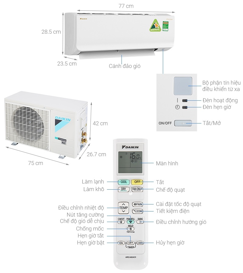 Điều hòa Daikin 9000 BTU 1 chiều inverter FTKA25VAVMV