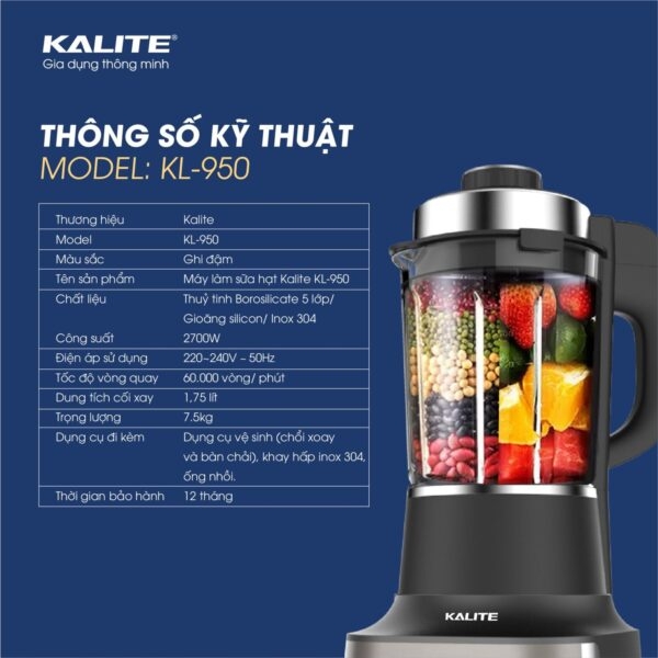 Máy làm sữa hạt KL-950 ( Tặng 2 bình nước)