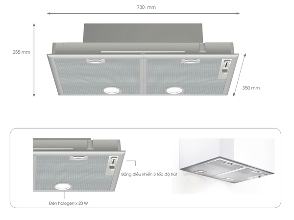 Máy hút mùi âm tủ Bosch HMH.DHL 755BL