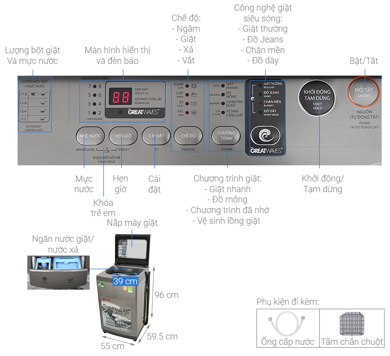 Máy giặt Toshiba 8Kg K905DV (SG)