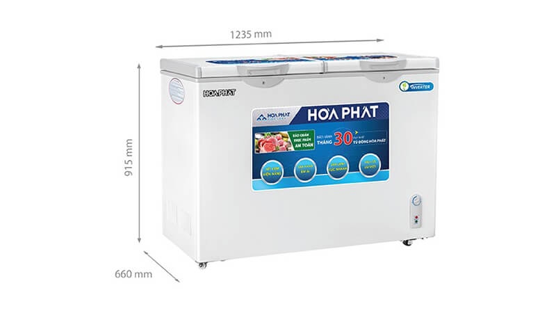 Tủ đông Hòa Phát inverter 300 lít 2 ngăn HCFI656S2Đ2 dàn đồng
