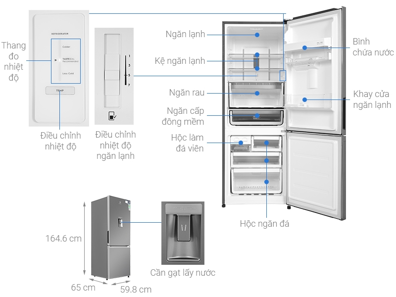 Tủ lạnh Electrolux Inverter 308 Lít EBB3442K-A