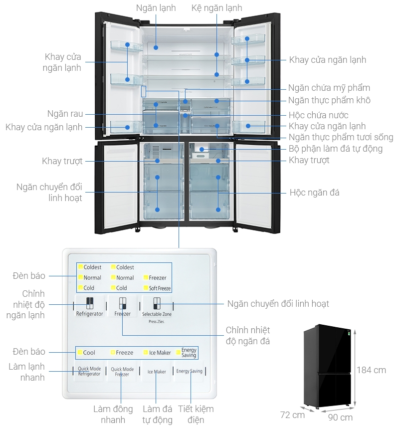 Tủ lạnh Hitachi Inverter 569 lít R-WB640PGV1 GCK